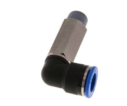 14mm x R3/8'' 90deg Elbow Push-in Fitting with Male Threads Brass/PA 66 NBR Long Sleeve Rotatable