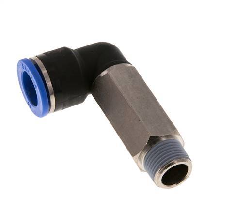 14mm x R3/8'' 90deg Elbow Push-in Fitting with Male Threads Brass/PA 66 NBR Long Sleeve Rotatable