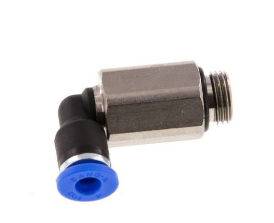 4mm x G1/8'' 90deg Elbow Push-in Fitting with Male Threads Brass/PA 66 NBR Long Sleeve Rotatable [2 Pieces]