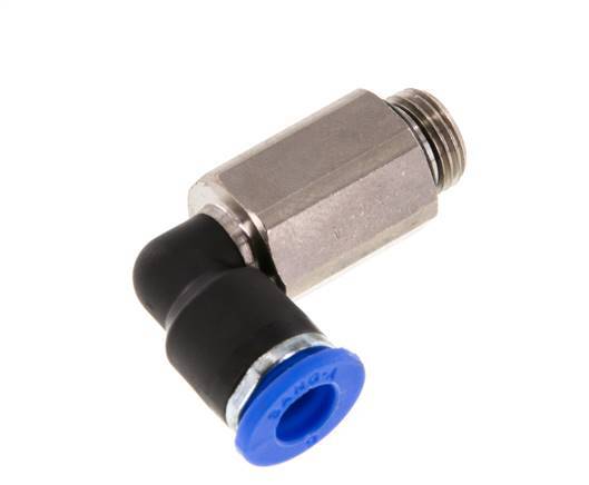 6mm x G1/8'' 90deg Elbow Push-in Fitting with Male Threads Brass/PA 66 NBR Long Sleeve Rotatable [2 Pieces]