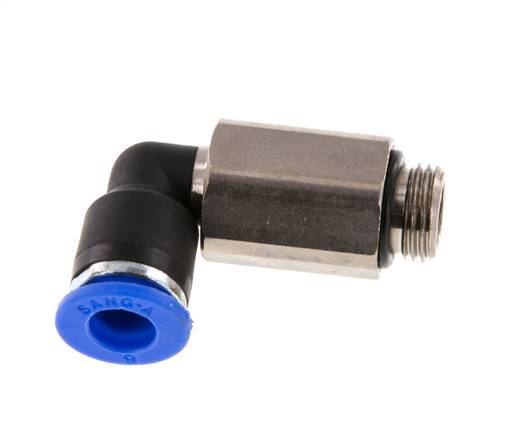 6mm x G1/8'' 90deg Elbow Push-in Fitting with Male Threads Brass/PA 66 NBR Long Sleeve Rotatable [2 Pieces]