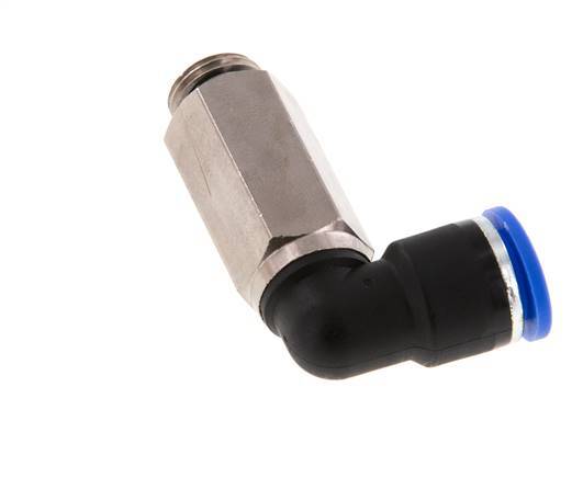 10mm x G1/4'' 90deg Elbow Push-in Fitting with Male Threads Brass/PA 66 NBR Long Sleeve Rotatable [2 Pieces]