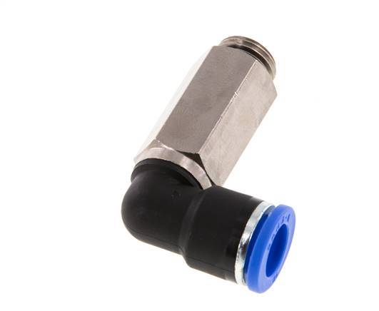 10mm x G1/4'' 90deg Elbow Push-in Fitting with Male Threads Brass/PA 66 NBR Long Sleeve Rotatable [2 Pieces]