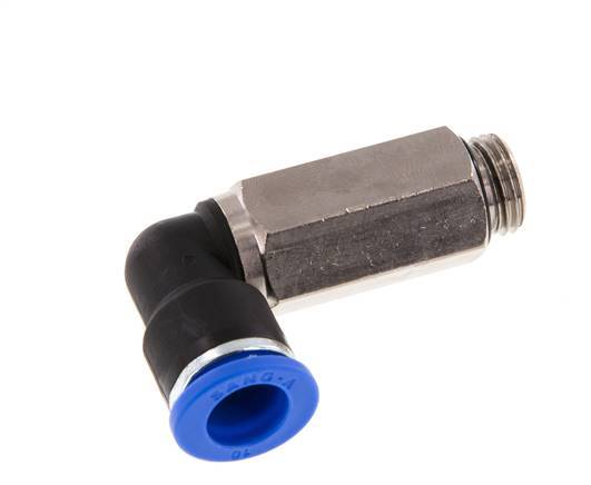 10mm x G1/4'' 90deg Elbow Push-in Fitting with Male Threads Brass/PA 66 NBR Long Sleeve Rotatable [2 Pieces]