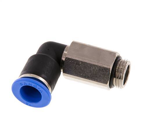 12mm x G3/8'' 90deg Elbow Push-in Fitting with Male Threads Brass/PA 66 NBR Long Sleeve Rotatable