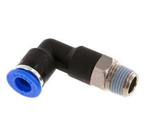 6mm x R1/8'' 90deg Elbow Push-in Fitting with Male Threads Brass/PA 66 NBR Long Body Rotatable [5 Pieces]