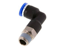 6mm x R1/8'' 90deg Elbow Push-in Fitting with Male Threads Brass/PA 66 NBR Long Body Rotatable [5 Pieces]