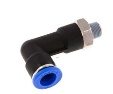 10mm x R1/8'' 90deg Elbow Push-in Fitting with Male Threads Brass/PA 66 NBR Long Body Rotatable [2 Pieces]