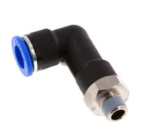 10mm x R1/8'' 90deg Elbow Push-in Fitting with Male Threads Brass/PA 66 NBR Long Body Rotatable [2 Pieces]