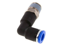 8mm x R1/4'' 90deg Elbow Push-in Fitting with Male Threads Brass/PA 66 NBR Long Body Rotatable [2 Pieces]