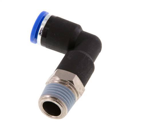 8mm x R1/4'' 90deg Elbow Push-in Fitting with Male Threads Brass/PA 66 NBR Long Body Rotatable [2 Pieces]