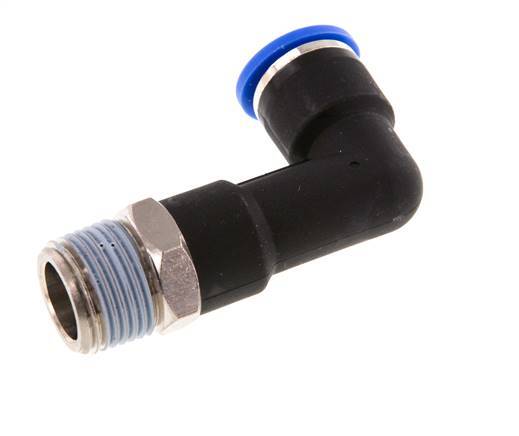 10mm x R3/8'' 90deg Elbow Push-in Fitting with Male Threads Brass/PA 66 NBR Long Body Rotatable [2 Pieces]