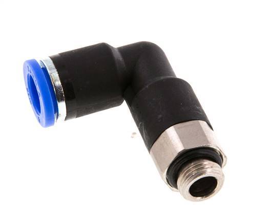 8mm x G1/8'' 90deg Elbow Push-in Fitting with Male Threads Brass/PA 66 NBR Long Body Rotatable [2 Pieces]