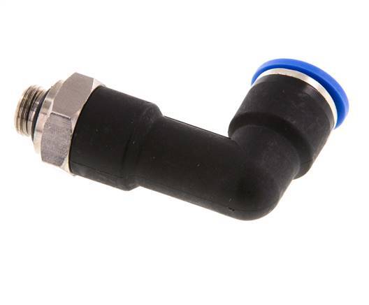 10mm x G1/8'' 90deg Elbow Push-in Fitting with Male Threads Brass/PA 66 NBR Long Body Rotatable [2 Pieces]