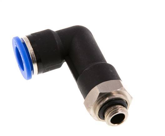 10mm x G1/8'' 90deg Elbow Push-in Fitting with Male Threads Brass/PA 66 NBR Long Body Rotatable [2 Pieces]
