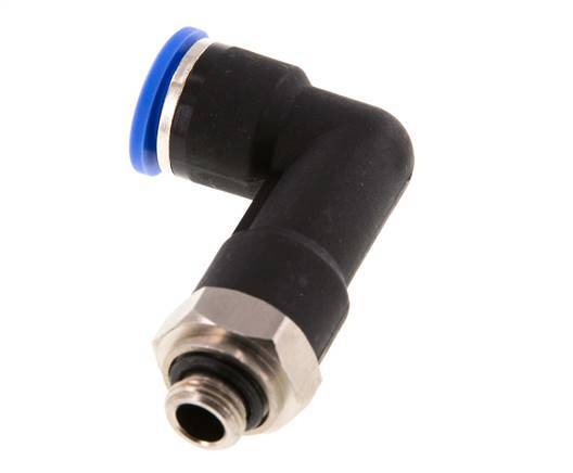 10mm x G1/8'' 90deg Elbow Push-in Fitting with Male Threads Brass/PA 66 NBR Long Body Rotatable [2 Pieces]