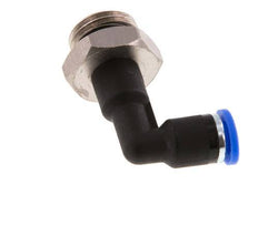 4mm x G1/4'' 90deg Elbow Push-in Fitting with Male Threads Brass/PA 66 NBR Long Body Rotatable [2 Pieces]