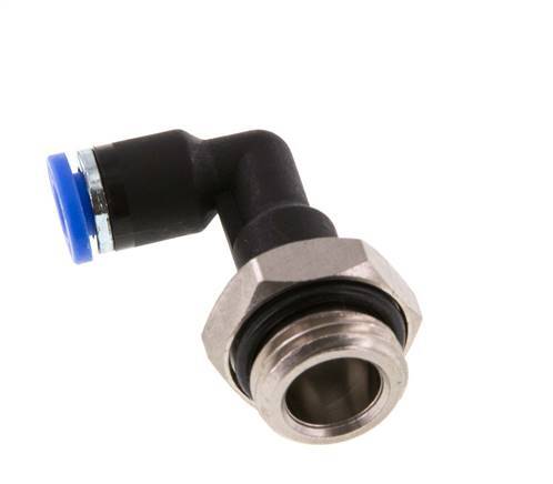 4mm x G1/4'' 90deg Elbow Push-in Fitting with Male Threads Brass/PA 66 NBR Long Body Rotatable [2 Pieces]