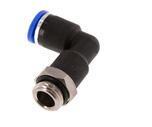 8mm x G1/4'' 90deg Elbow Push-in Fitting with Male Threads Brass/PA 66 NBR Long Body Rotatable [2 Pieces]