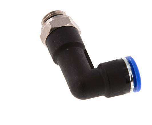 10mm x G1/4'' 90deg Elbow Push-in Fitting with Male Threads Brass/PA 66 NBR Long Body Rotatable [2 Pieces]