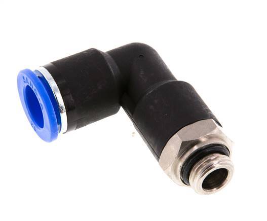 12mm x G1/4'' 90deg Elbow Push-in Fitting with Male Threads Brass/PA 66 NBR Long Body Rotatable [2 Pieces]
