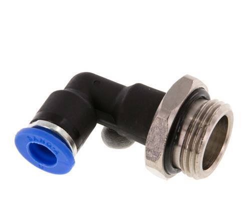 6mm x G3/8'' 90deg Elbow Push-in Fitting with Male Threads Brass/PA 66 NBR Long Body Rotatable [2 Pieces]