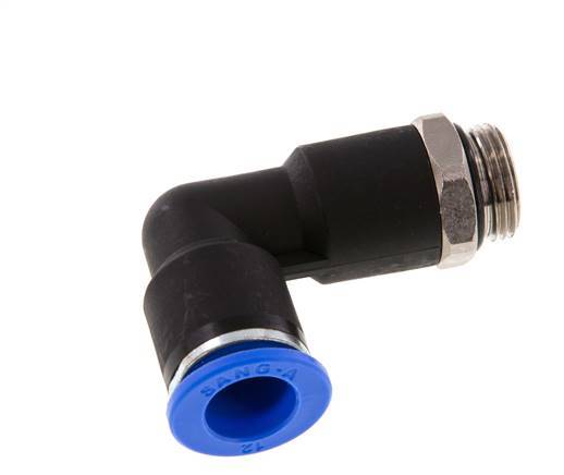 12mm x G3/8'' 90deg Elbow Push-in Fitting with Male Threads Brass/PA 66 NBR Long Body Rotatable [2 Pieces]