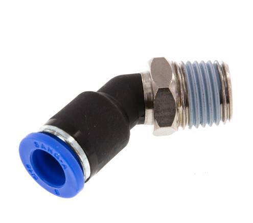 8mm x R1/4'' 45deg Elbow Push-in Fitting with Male Threads Brass/PA 66 NBR [2 Pieces]