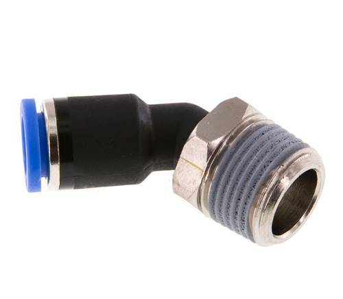 8mm x R3/8'' 45deg Elbow Push-in Fitting with Male Threads Brass/PA 66 NBR [2 Pieces]
