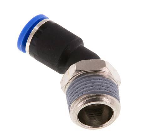 8mm x R3/8'' 45deg Elbow Push-in Fitting with Male Threads Brass/PA 66 NBR [2 Pieces]