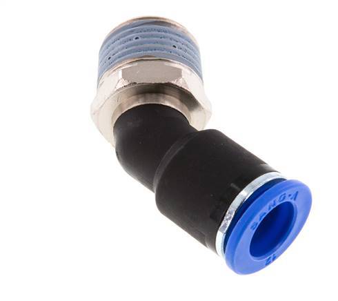 12mm x R1/2'' 45deg Elbow Push-in Fitting with Male Threads Brass/PA 66 NBR