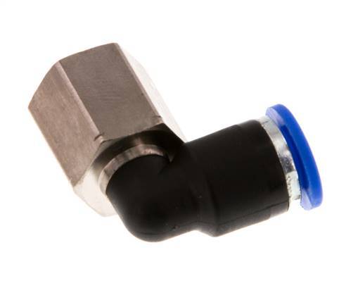 6mm x G1/8'' 90deg Elbow Push-in Fitting with Female Threads Brass/PA 66 NBR Rotatable [2 Pieces]
