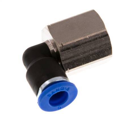 6mm x G1/4'' 90deg Elbow Push-in Fitting with Female Threads Brass/PA 66 NBR Rotatable [2 Pieces]