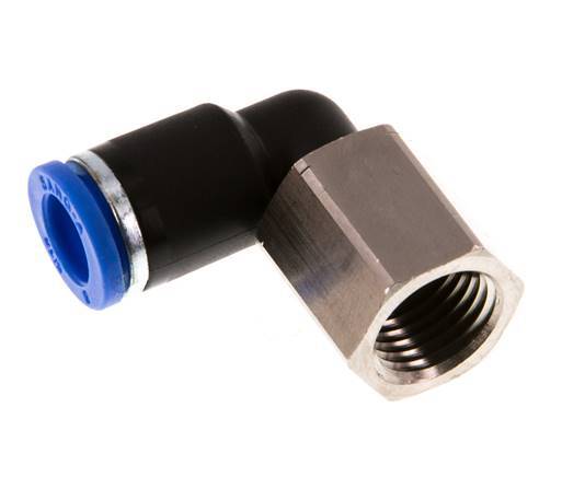 8mm x G1/4'' 90deg Elbow Push-in Fitting with Female Threads Brass/PA 66 NBR Rotatable [2 Pieces]