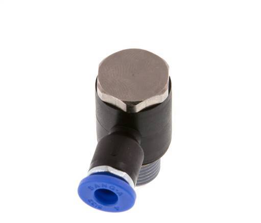 4mm x R1/8'' 90deg Elbow L-shape Push-in Fitting with Male Threads Brass/PA 66 NBR Rotatable [2 Pieces]