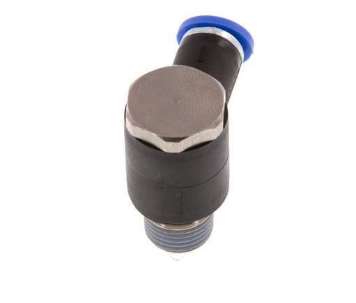 4mm x R1/8'' 90deg Elbow L-shape Push-in Fitting with Male Threads Brass/PA 66 NBR Rotatable [2 Pieces]