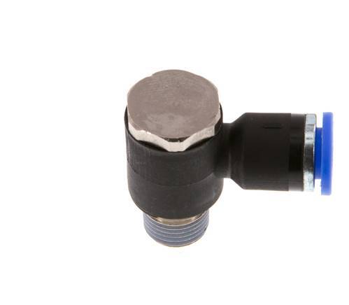 6mm x R1/8'' 90deg Elbow L-shape Push-in Fitting with Male Threads Brass/PA 66 NBR Rotatable [2 Pieces]