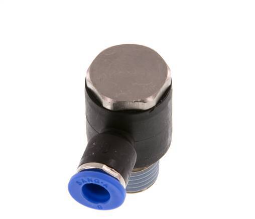 6mm x R1/4'' 90deg Elbow L-shape Push-in Fitting with Male Threads Brass/PA 66 NBR Rotatable [2 Pieces]