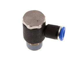 8mm x R3/8'' 90deg Elbow L-shape Push-in Fitting with Male Threads Brass/PA 66 NBR Rotatable [2 Pieces]
