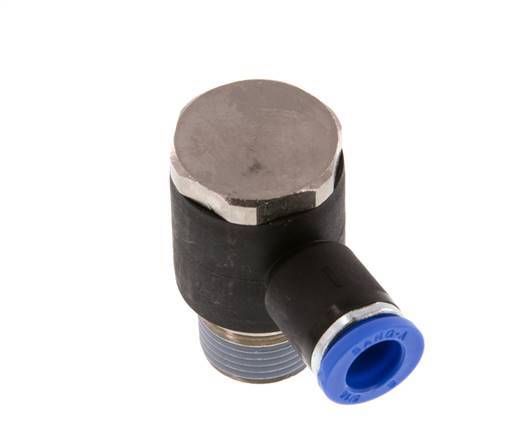 8mm x R3/8'' 90deg Elbow L-shape Push-in Fitting with Male Threads Brass/PA 66 NBR Rotatable [2 Pieces]
