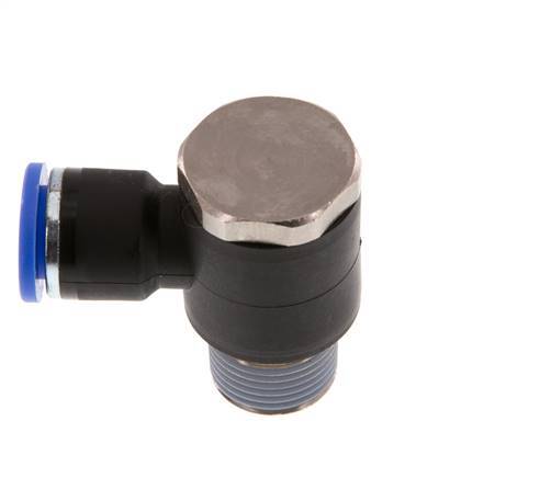 10mm x R3/8'' 90deg Elbow L-shape Push-in Fitting with Male Threads Brass/PA 66 NBR Rotatable