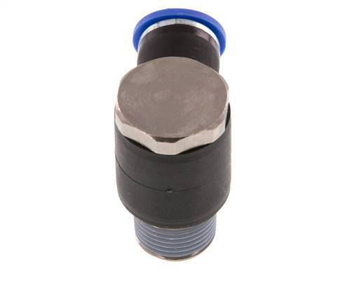 10mm x R3/8'' 90deg Elbow L-shape Push-in Fitting with Male Threads Brass/PA 66 NBR Rotatable