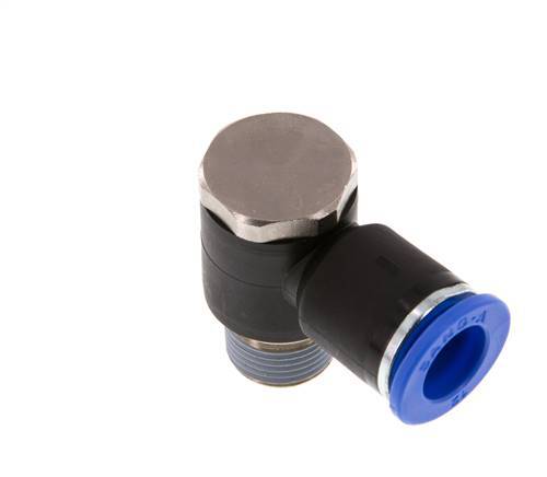 12mm x R3/8'' 90deg Elbow L-shape Push-in Fitting with Male Threads Brass/PA 66 NBR Rotatable