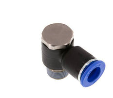 12mm x R3/8'' 90deg Elbow L-shape Push-in Fitting with Male Threads Brass/PA 66 NBR Rotatable