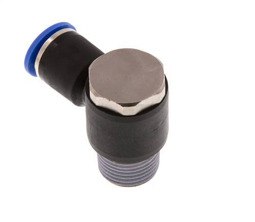 12mm x R1/2'' 90deg Elbow L-shape Push-in Fitting with Male Threads Brass/PA 66 NBR Rotatable