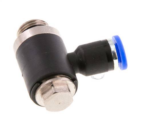4mm x G1/8'' 90deg Elbow L-shape Push-in Fitting with Male Threads Brass/PA 66 NBR Rotatable [2 Pieces]
