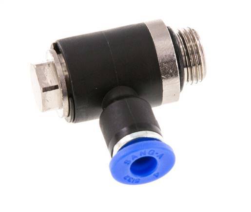 4mm x G1/8'' 90deg Elbow L-shape Push-in Fitting with Male Threads Brass/PA 66 NBR Rotatable [2 Pieces]