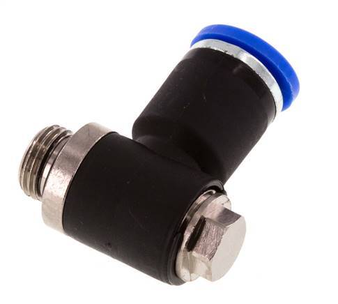 8mm x G1/8'' 90deg Elbow L-shape Push-in Fitting with Male Threads Brass/PA 66 NBR Rotatable [2 Pieces]