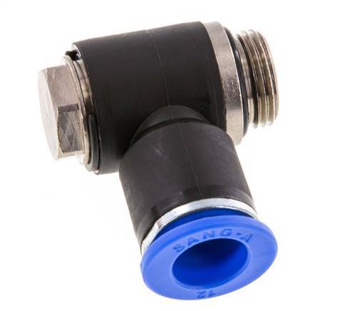 12mm x G3/8'' 90deg Elbow L-shape Push-in Fitting with Male Threads Brass/PA 66 NBR Rotatable