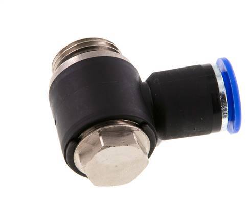 12mm x G1/2'' 90deg Elbow L-shape Push-in Fitting with Male Threads Brass/PA 66 NBR Rotatable